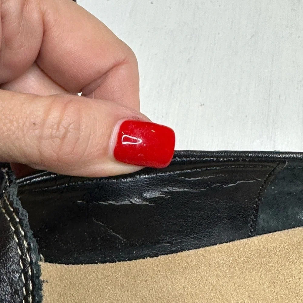 What’s What Aerosoles Black Leather Wedge Loafers Women’s 8 Twine N Dine